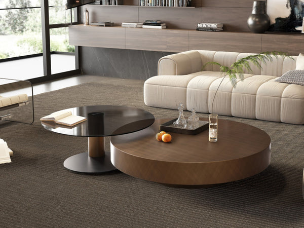 HomeRoots 41" Beige Glass Round Pedestal Coffee Table - Modern Design, Durable & Versatile for Any Space! 714515