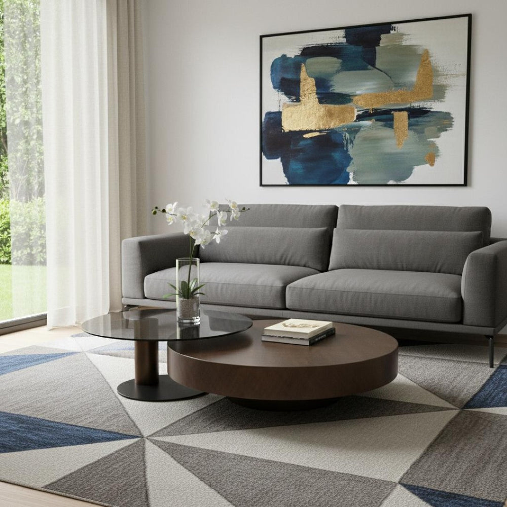 HomeRoots 41" Beige Glass Round Pedestal Coffee Table - Modern Design, Durable & Versatile for Any Space! 714515