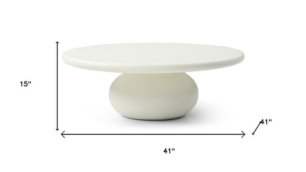 HomeRoots 51" Beige Marble Oval Pedestal Coffee Table - Elegant Centerpiece for Modern Living Spaces & Offices 714516