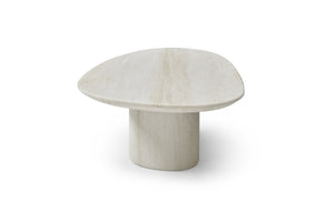 HomeRoots 55" Beige Genuine Marble Double Pedestal Coffee Table – Elegant Centerpiece for Modern Living Spaces 714517