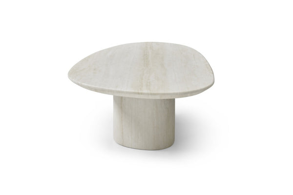 HomeRoots 55" Beige Genuine Marble Double Pedestal Coffee Table – Elegant Centerpiece for Modern Living Spaces 714517