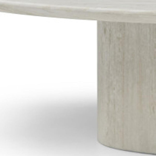 HomeRoots 55" Beige Genuine Marble Double Pedestal Coffee Table – Elegant Centerpiece for Modern Living Spaces 714517