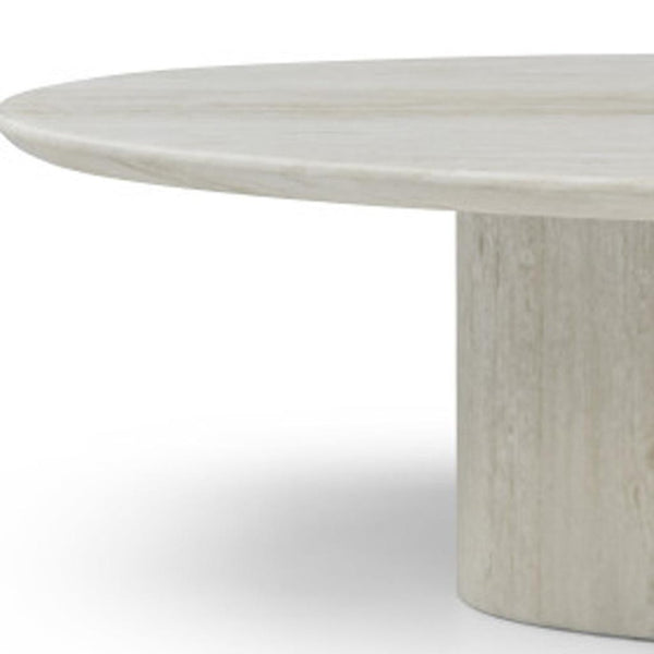 HomeRoots 55" Beige Genuine Marble Double Pedestal Coffee Table – Elegant Centerpiece for Modern Living Spaces 714517