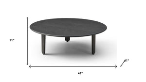 HomeRoots 47" Black Marble Coffee Table - Solid Wood Free-Form Design, Modern Elegance for Any Space 714519