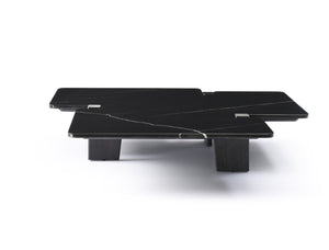 HomeRoots 49" Sleek Round Coffee Table with Black Glass Top & Silver Stainless Steel Base for Modern Spaces 714520