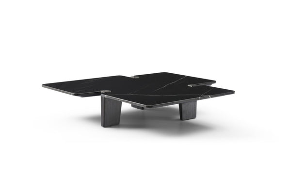 HomeRoots 49" Sleek Round Coffee Table with Black Glass Top & Silver Stainless Steel Base for Modern Spaces 714520