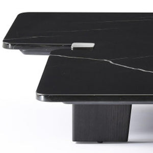 HomeRoots 49" Sleek Round Coffee Table with Black Glass Top & Silver Stainless Steel Base for Modern Spaces 714520