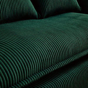 English Elm Convertible Compressed Sofa Chair Ottoman Corduroy Fold-Out Recliner for Small Spaces Dorm Apartments Green W1036P251813