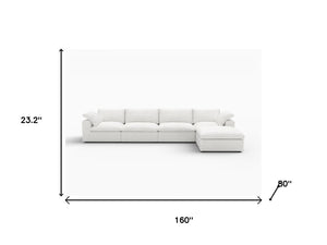 HomeRoots 120" Light Gray Modular Linen-Blend Sofa Set with Ottoman, Storage & Chic Versatile Design 714555