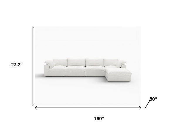 HomeRoots 120" Light Gray Modular Linen-Blend Sofa Set with Ottoman, Storage & Chic Versatile Design 714555