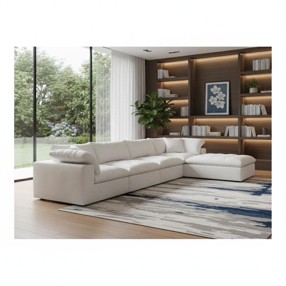 HomeRoots 120" Light Gray Modular Linen-Blend Sofa Set with Ottoman, Storage & Chic Versatile Design 714555