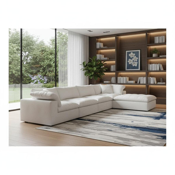 HomeRoots 120" Light Gray Modular Linen-Blend Sofa Set with Ottoman, Storage & Chic Versatile Design 714555