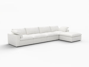 HomeRoots 120" Light Gray Modular Linen-Blend Sofa Set with Ottoman, Storage & Chic Versatile Design 714555