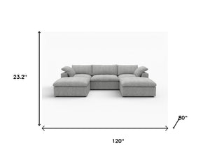HomeRoots 120" Light Gray Modular Sofa with Ottoman & Storage - Modern Comfort for Versatile Living Spaces 714556
