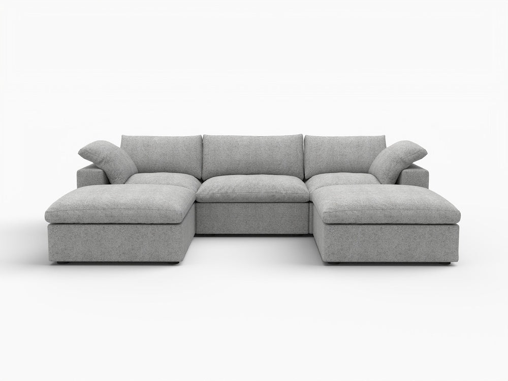 HomeRoots 120" Light Gray Modular Sofa with Ottoman & Storage - Modern Comfort for Versatile Living Spaces 714556