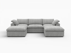HomeRoots 120" Light Gray Modular Sofa with Ottoman & Storage - Modern Comfort for Versatile Living Spaces 714556