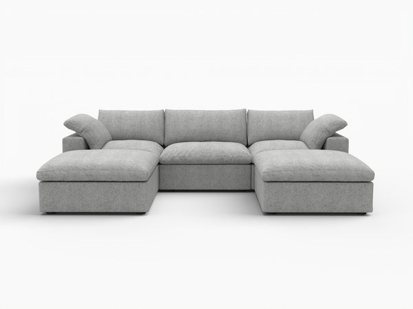 HomeRoots 120" Light Gray Modular Sofa with Ottoman & Storage - Modern Comfort for Versatile Living Spaces 714556