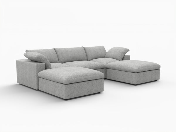 HomeRoots 120" Light Gray Modular Sofa with Ottoman & Storage - Modern Comfort for Versatile Living Spaces 714556