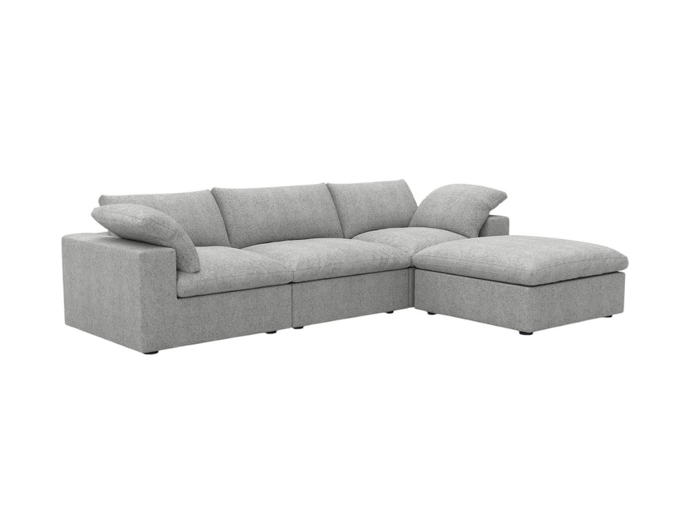 HomeRoots 160" Light Gray Linen Blend Modular Sofa with Ottoman, Storage & Versatile Configurations for Comfort 714557