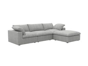 HomeRoots 160" Light Gray Linen Blend Modular Sofa with Ottoman, Storage & Versatile Configurations for Comfort 714557