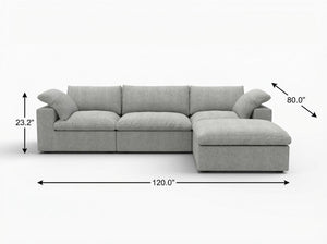 HomeRoots 160" Light Gray Linen Blend Modular Sofa with Ottoman, Storage & Versatile Configurations for Comfort 714557