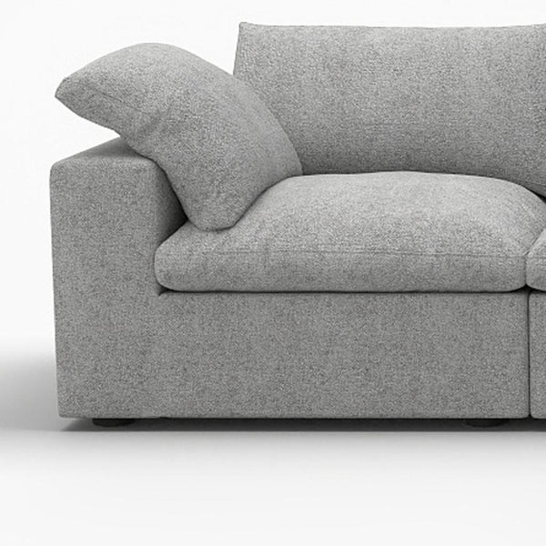 HomeRoots 160" Light Gray Linen Blend Modular Sofa with Ottoman, Storage & Versatile Configurations for Comfort 714557
