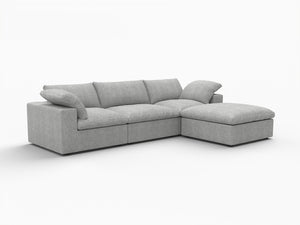 HomeRoots 160" Light Gray Linen Blend Modular Sofa with Ottoman, Storage & Versatile Configurations for Comfort 714557