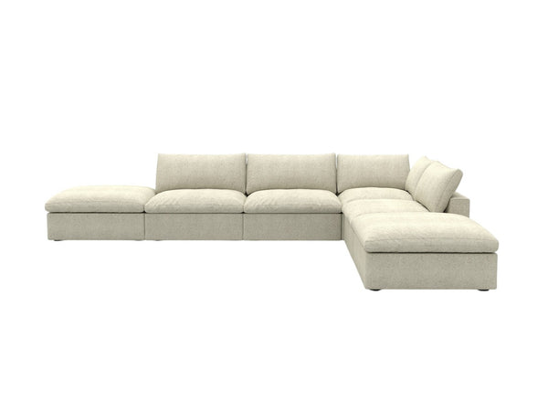 HomeRoots 120" Khaki Linen Blend Modular Sofa with Ottoman & Storage – Stylish Comfort for Modern Living Spaces 714559