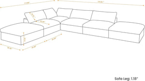 HomeRoots 120" Khaki Linen Blend Modular Sofa with Ottoman & Storage – Stylish Comfort for Modern Living Spaces 714559