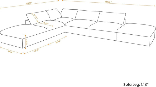 HomeRoots 120" Khaki Linen Blend Modular Sofa with Ottoman & Storage – Stylish Comfort for Modern Living Spaces 714559