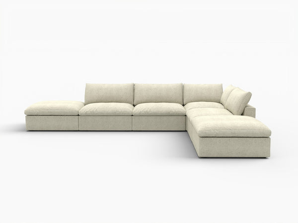 HomeRoots 120" Khaki Linen Blend Modular Sofa with Ottoman & Storage – Stylish Comfort for Modern Living Spaces 714559