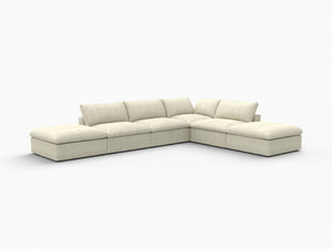HomeRoots 120" Khaki Linen Blend Modular Sofa with Ottoman & Storage – Stylish Comfort for Modern Living Spaces 714559