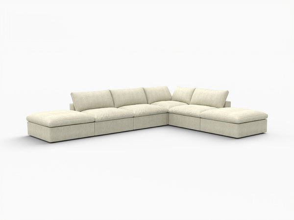 HomeRoots 120" Khaki Linen Blend Modular Sofa with Ottoman & Storage – Stylish Comfort for Modern Living Spaces 714559