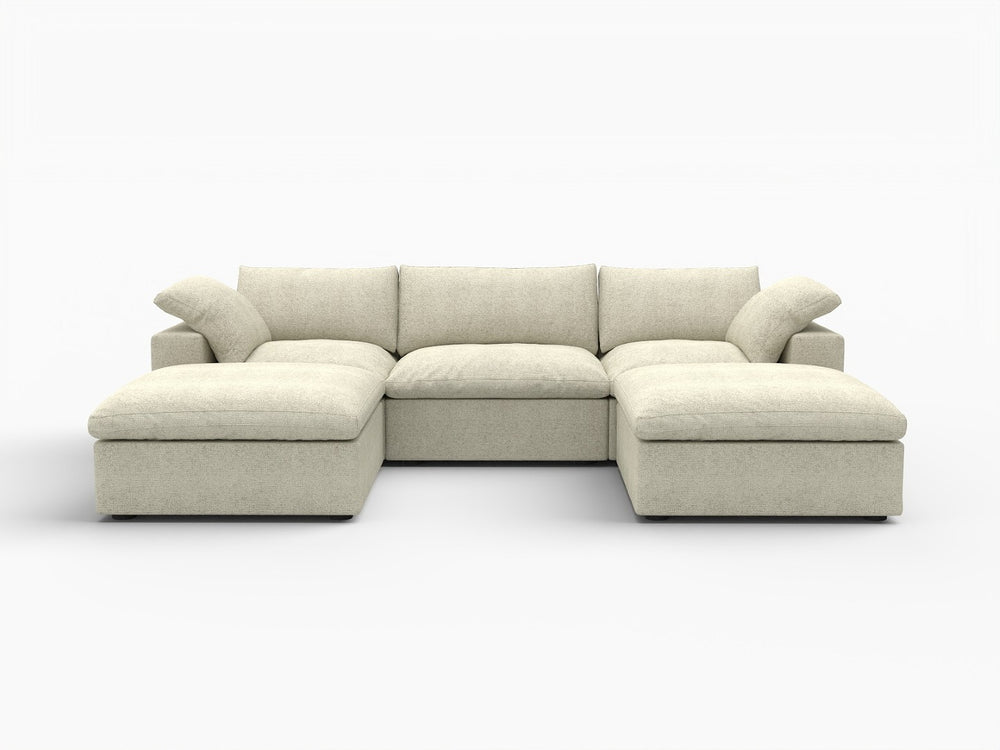 HomeRoots 120" Khaki Linen Blend Modular Sofa with Ottoman & Storage – Versatile Comfort for Modern Living Spaces 714560