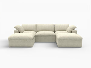 HomeRoots 120" Khaki Linen Blend Modular Sofa with Ottoman & Storage – Versatile Comfort for Modern Living Spaces 714560