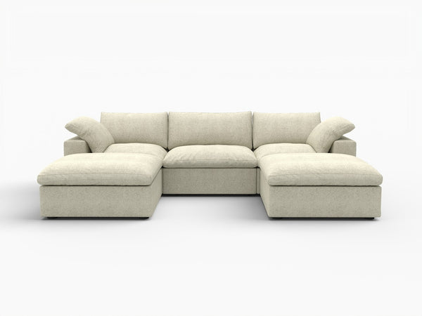 HomeRoots 120" Khaki Linen Blend Modular Sofa with Ottoman & Storage – Versatile Comfort for Modern Living Spaces 714560