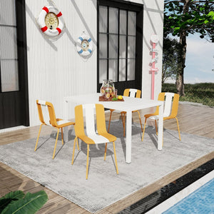 English Elm Holiday Stackable Polypropylene Side Chair Set of Four for Indoor Outdoor Dining Beige,Tropical Orange,White W3450P447383