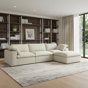 HomeRoots 160" Black Linen-Blend Modular Sofa with Ottoman & Storage – Versatile Seating for Modern Living 714561