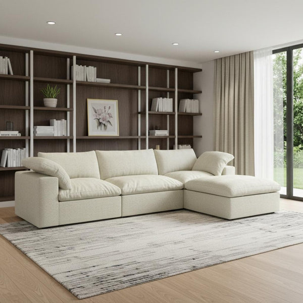 HomeRoots 160" Black Linen-Blend Modular Sofa with Ottoman & Storage – Versatile Seating for Modern Living 714561