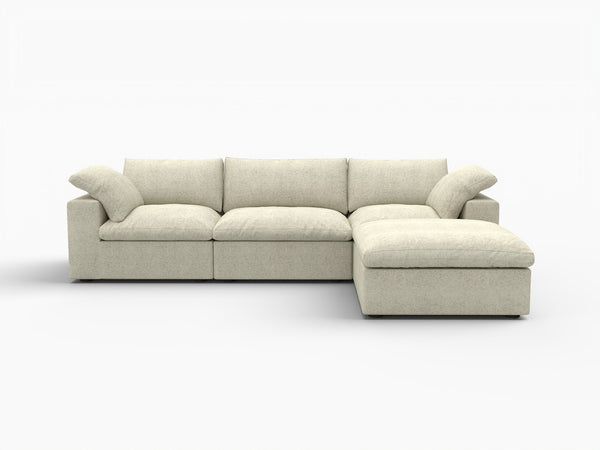 HomeRoots 160" Black Linen-Blend Modular Sofa with Ottoman & Storage – Versatile Seating for Modern Living 714561