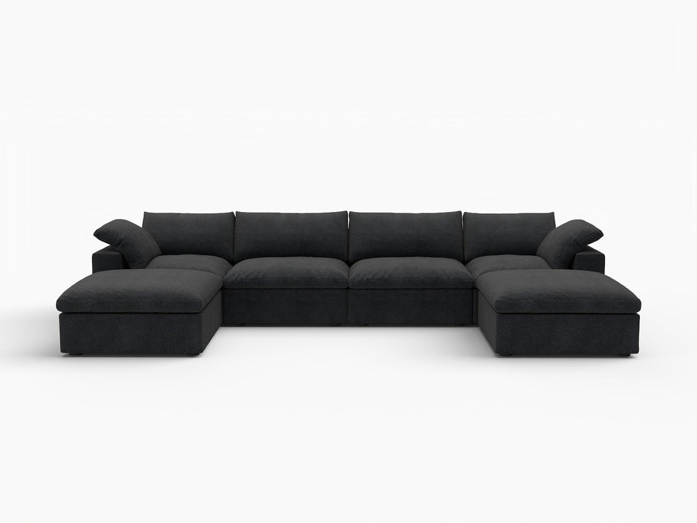 HomeRoots 120" White Linen Blend Modular Sofa Set with Ottoman – Stylish, Versatile Comfort for Your Living Room! 714562