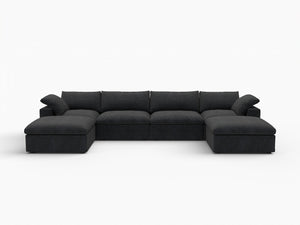 HomeRoots 120" White Linen Blend Modular Sofa Set with Ottoman – Stylish, Versatile Comfort for Your Living Room! 714562