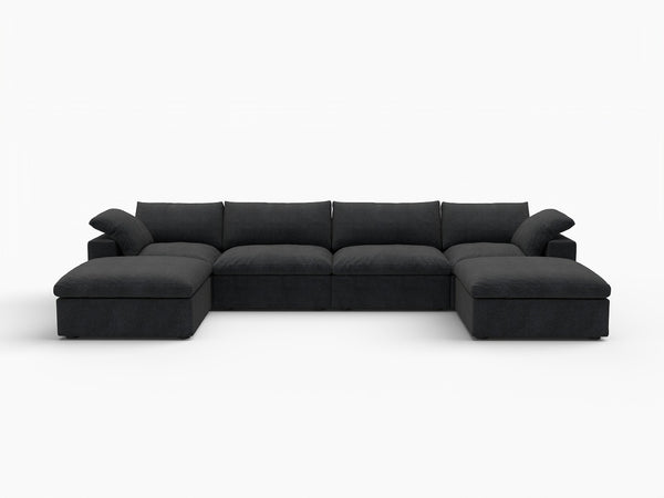 HomeRoots 120" White Linen Blend Modular Sofa Set with Ottoman – Stylish, Versatile Comfort for Your Living Room! 714562