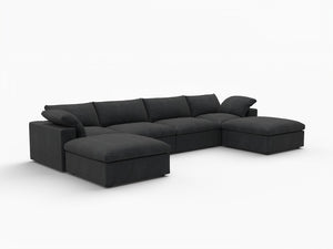 HomeRoots 120" White Linen Blend Modular Sofa Set with Ottoman – Stylish, Versatile Comfort for Your Living Room! 714562
