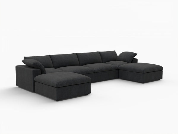 HomeRoots 120" White Linen Blend Modular Sofa Set with Ottoman – Stylish, Versatile Comfort for Your Living Room! 714562