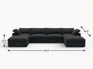 HomeRoots 120" White Linen Blend Modular Sofa Set with Ottoman – Stylish, Versatile Comfort for Your Living Room! 714562