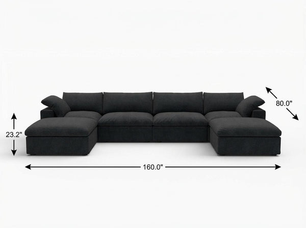 HomeRoots 120" White Linen Blend Modular Sofa Set with Ottoman – Stylish, Versatile Comfort for Your Living Room! 714562