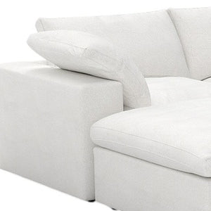 HomeRoots 160" White Linen Blend Modular Sofa with Ottoman - Elegant, Configurable Comfort for Any Living Space 714565