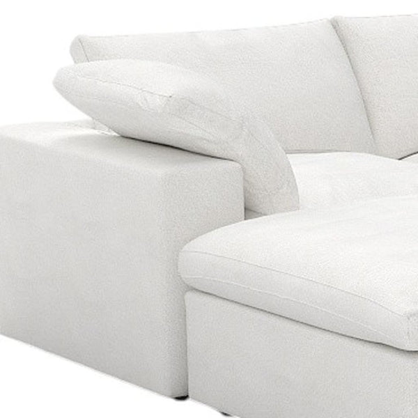HomeRoots 160" White Linen Blend Modular Sofa with Ottoman - Elegant, Configurable Comfort for Any Living Space 714565