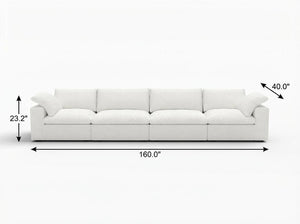 HomeRoots 120" Modern Modular Wood Sofa in White Linen Blend – Stylish, Comfortable & Versatile Living Room Centerpiece 714566